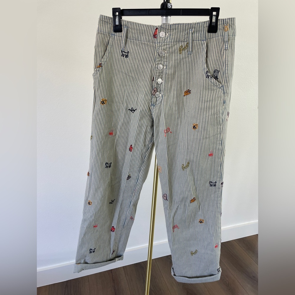 Anthropologie Embroidered Pants